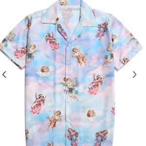 Paradise Floral Angel Print Beach Shirt - Multi Xl